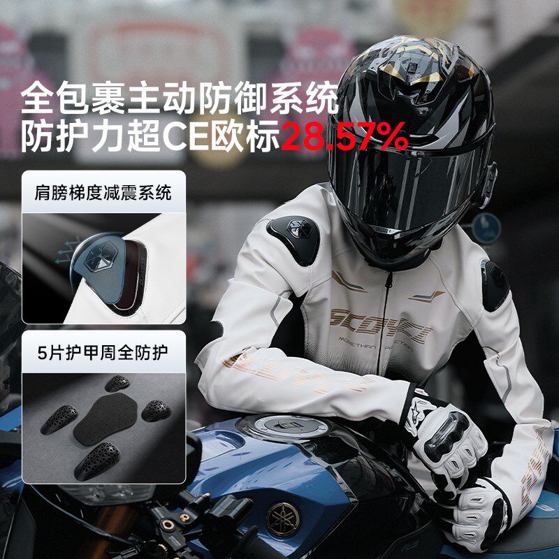 【超级新品】赛羽摩n托车骑行服CE防护防摔机车皮衣四季通勤皮夹