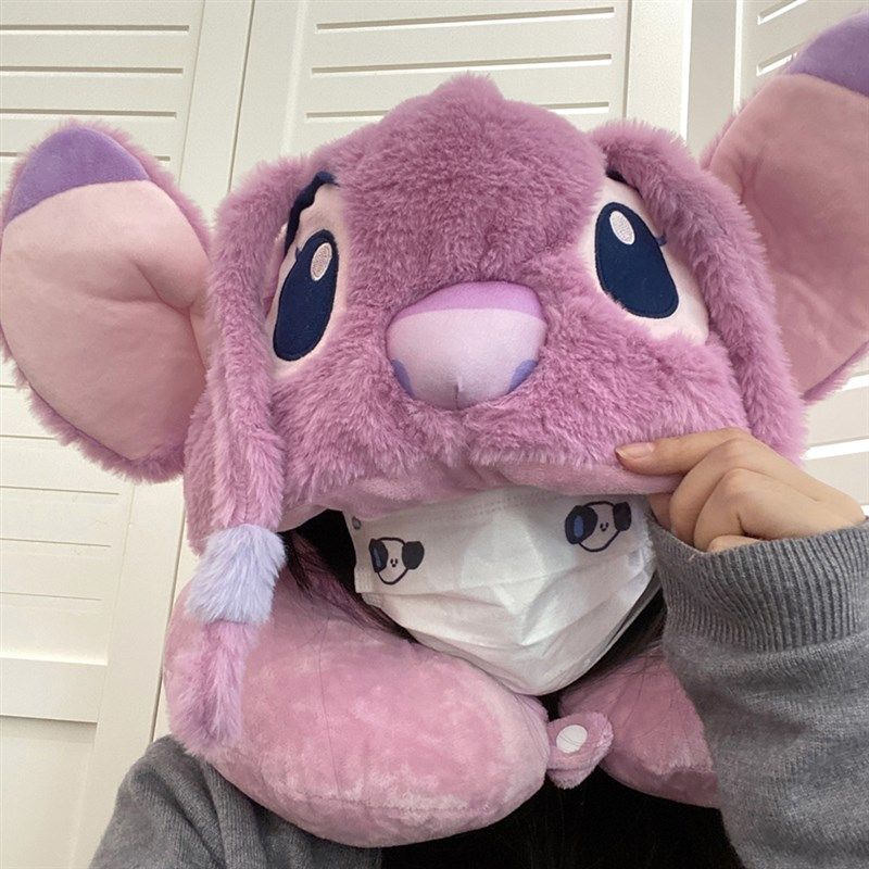 可爱立体大耳朵史迪仔连帽U型枕可携式旅行M车载飞机睡觉遮光护脖,床上用品,U型枕/便携枕,淘宝优惠券,粉丝福利购,淘宝优惠卷