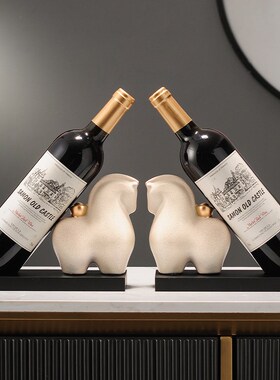 马上有钱红酒架摆件酒柜轻奢客厅餐边柜中式装饰酒托杯.架乔迁礼
