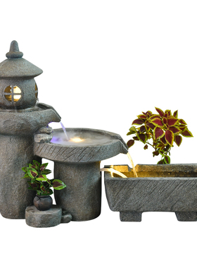 新中式庭院装饰水景观摆件加湿器阳台H鱼池假山流水喷泉室内外造