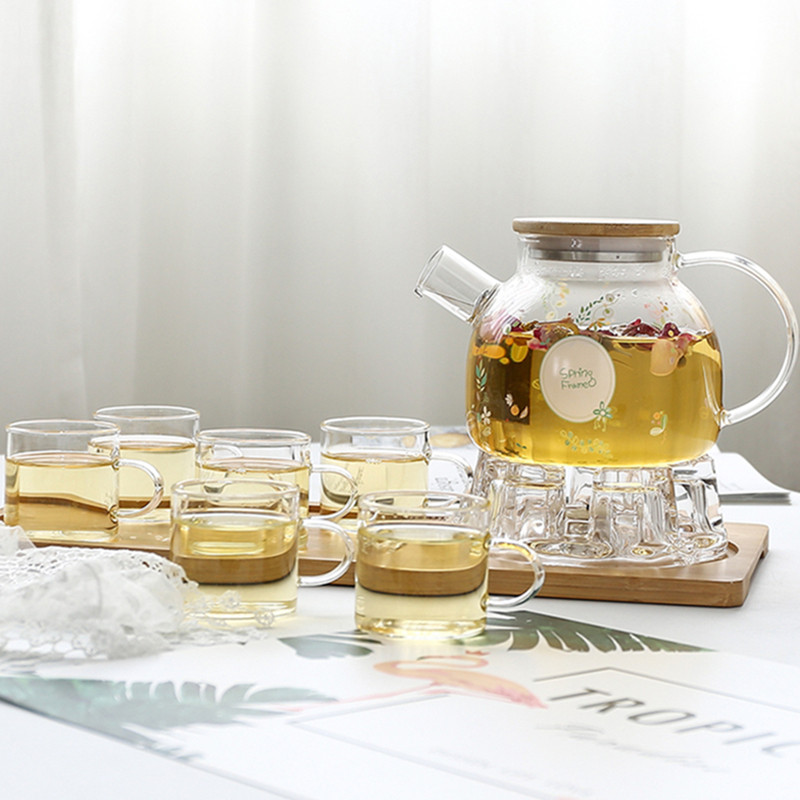 日式玻璃水果花茶j具套装耐热防爆蜡烛煮茶泡茶壶家用加热电陶炉