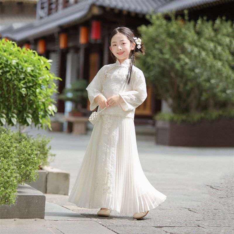 汉服女童春装f国风裙子儿童新中式礼服套装2026新款古筝演出服童