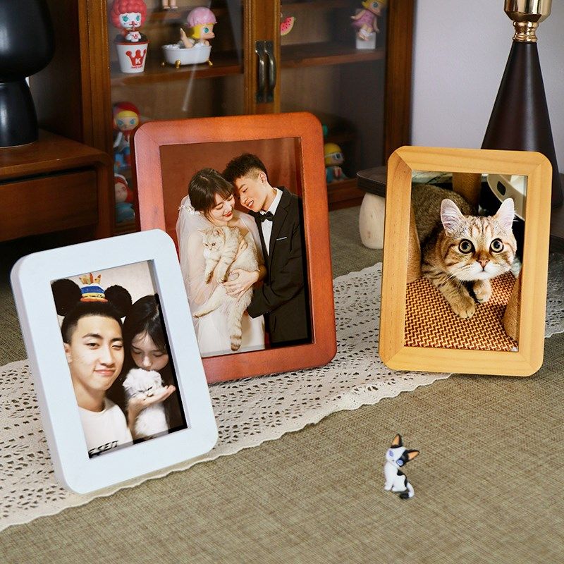 复古实木相框空框照片定制diy毕业纪念情侣合照6寸V打印做相册摆