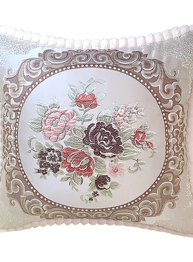 欧式沙发靠垫客厅抱枕套子刺绣护腰靠背椅子靠R枕罩方形不含芯可