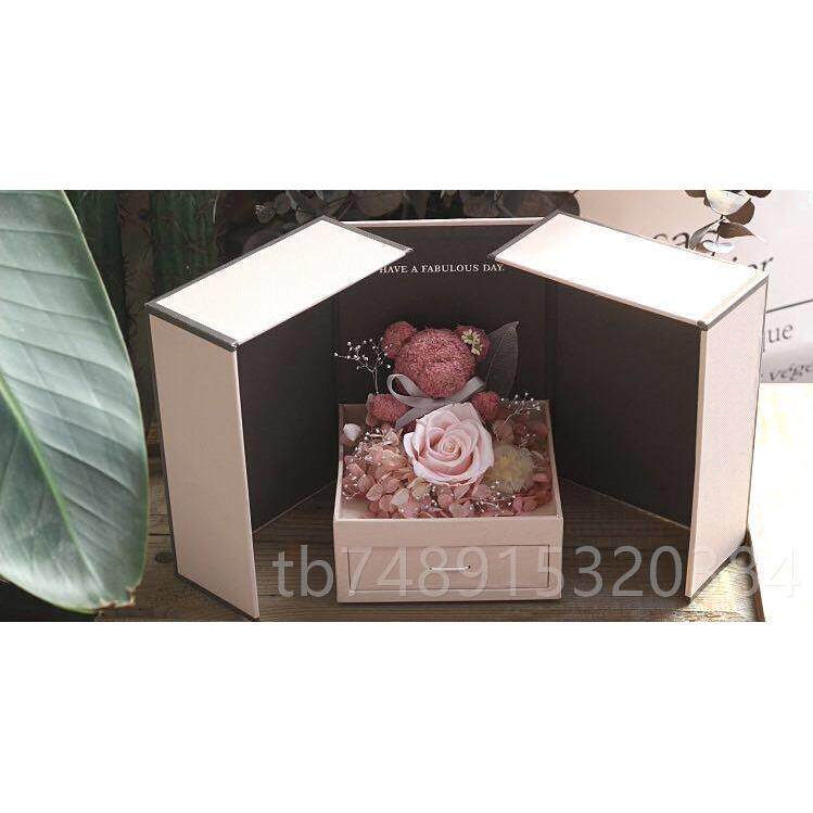 正品花纪永花diy器 精美盒抽屉式双花开首饰盒生肉粉礼色