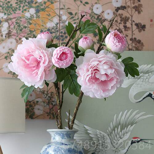正品清汤、、卧花果、艳香牡丹人造装饰品中国风客插花、厅假插花