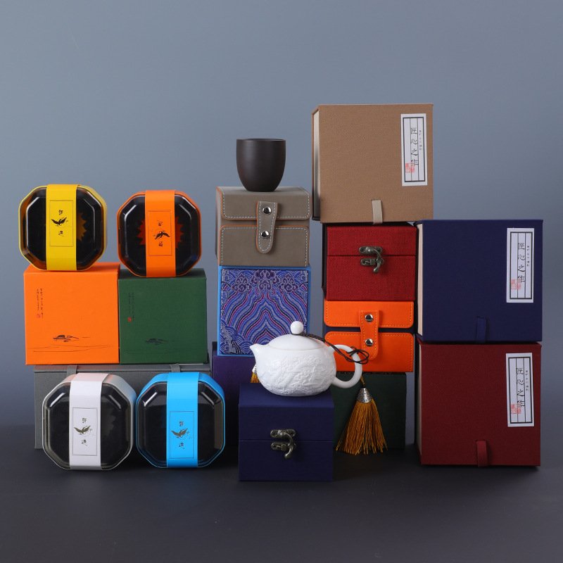 麻布主人杯锦盒茶壶茶具品茗杯包装瓷器礼品盒喝水杯 印刷logo