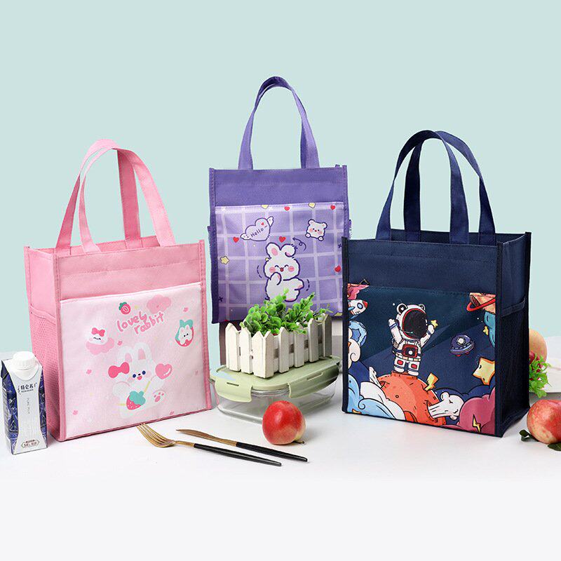 可爱卡通饭盒袋牛津布防水防油便当袋儿童午餐包手提包便当包