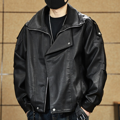 皮衣外套男士机车飞行员皮夹克男