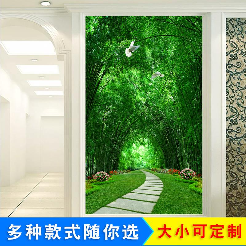 定制壁画玄关墙面装饰竖版自粘宿舍3d立体贴纸布置房间美容养生馆