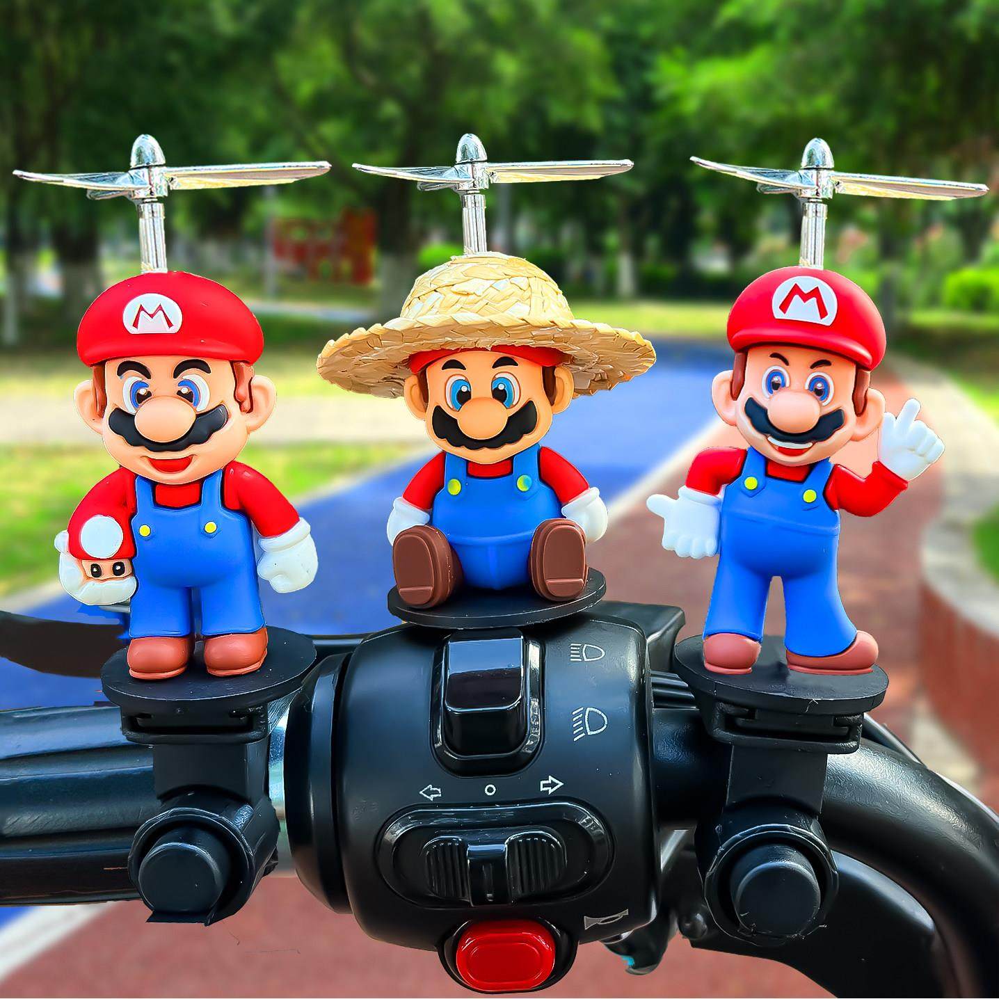 超级玛利欧电动车自行车装饰品汽车载摆件摩托 托安全帽螺旋桨玛