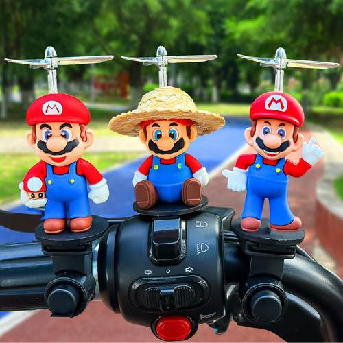 超级玛利欧电动车自行车装饰品汽车载摆件摩托 托安全帽螺旋桨玛