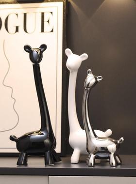 一家三口小鹿家居饰品摆件轻奢高档高级感小众客厅电视柜酒柜装饰