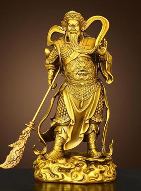 纯黄铜伽蓝韦陀菩萨左右护发佛像供奉摆件关公韦驮财神像寺庙佛堂