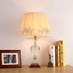 【喜来灯】供应欧式水晶布艺台灯古铜色酒店客房床头桌灯8066-1T