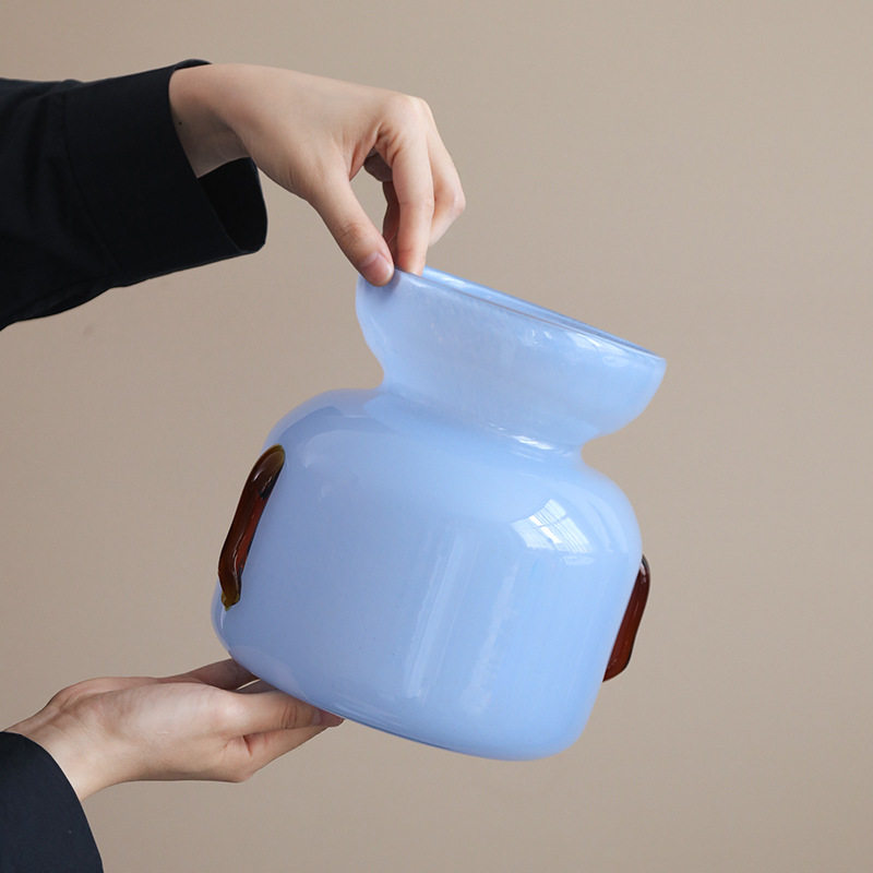 花瓶玻璃轻奢高级感摆件插花水培艺术风晴天蓝色设计感小众大口径,模玩/动漫/周边/娃圈三坑/桌游,文化/体育周边,淘宝优惠券,粉丝福利购,淘宝优惠卷