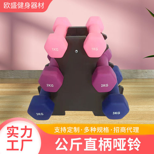 直柄哑铃12KG套装训练哑铃居家健身实心铸铁浸塑小哑铃套装女士