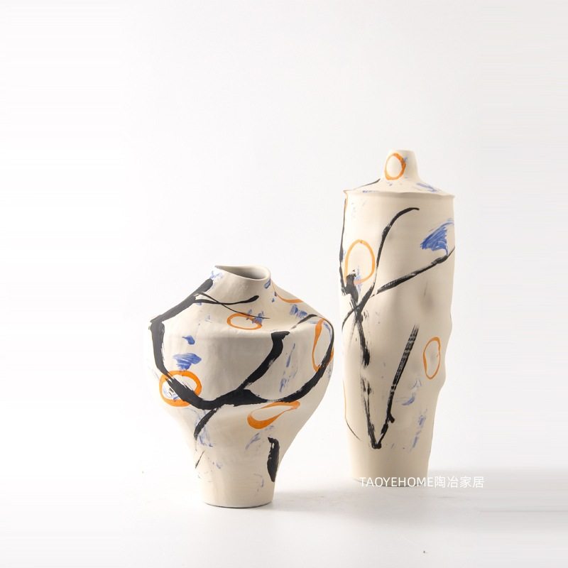 中式复古手绘陶瓷罐花器售楼处样板间客厅民宿餐桌花瓶装饰品摆件,模玩/动漫/周边/娃圈三坑/桌游,文化/体育周边,淘宝优惠券,粉丝福利购,淘宝优惠卷