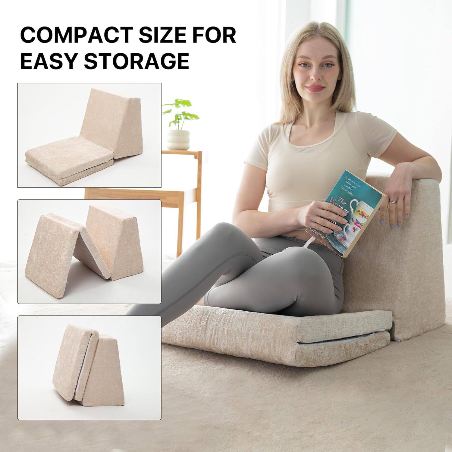 三合一可折叠地板床垫A20带三角垫三折记忆棉垫带防滑底沙发床垫