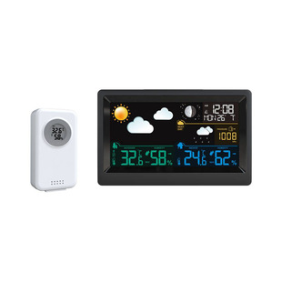 彩屏气象钟多功能气压计月相钟表温度湿度时钟天气预报气站电子钟