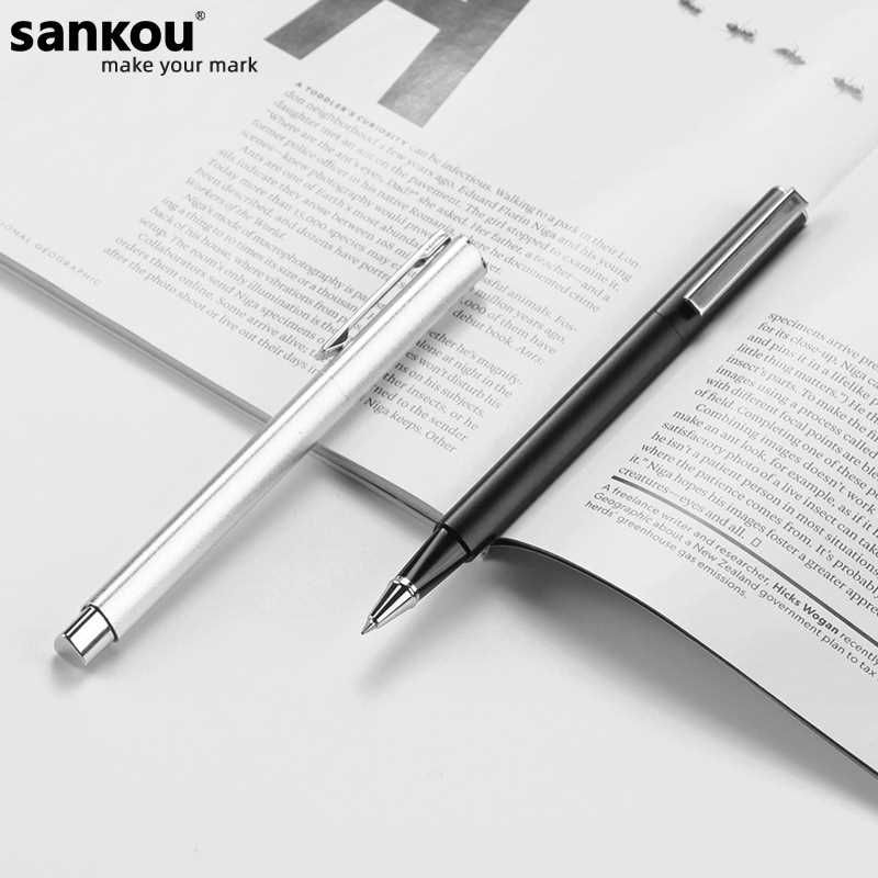 三口JZ12三角正姿签字笔金属笔杆重手感水笔钢笔式中性笔商务办公