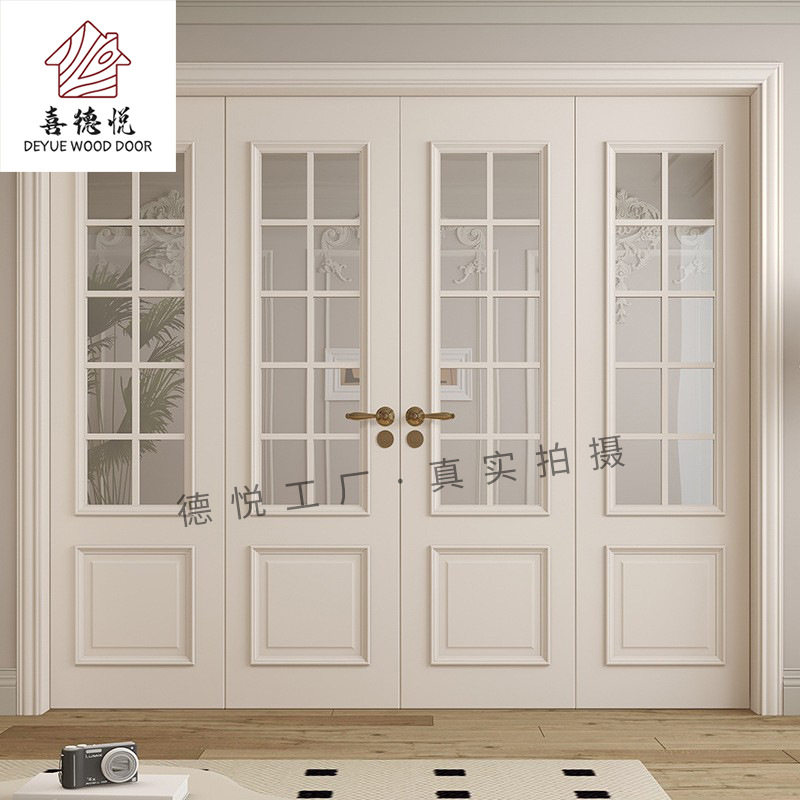 南京厂家生产折叠门书房厨房复古风四扇双开门玻璃折叠门