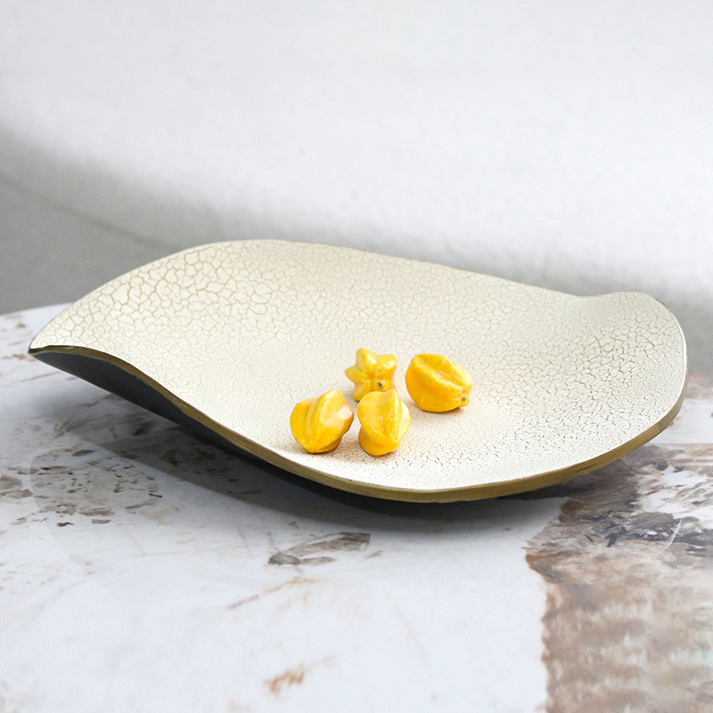 轻奢创意肌理艺术托盘摆件样板间餐厅吧台售楼处桌面水果盘装饰品