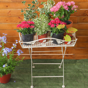 现代简约铁艺小鸟折叠桌户外移动托盘花架置物架阳台客厅装饰