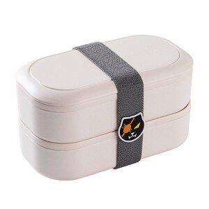 KAKACAT抗菌便当盒 可微波炉加热日式双层饭盒密封分隔塑料野餐盒