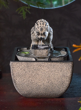 茶室装饰办公室桌面招财日进斗金流水生财循环水高档开业礼物摆件