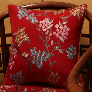精选新款中式花鸟奢华棉麻高档刺绣花沙发大抱枕含芯床头靠垫枕套