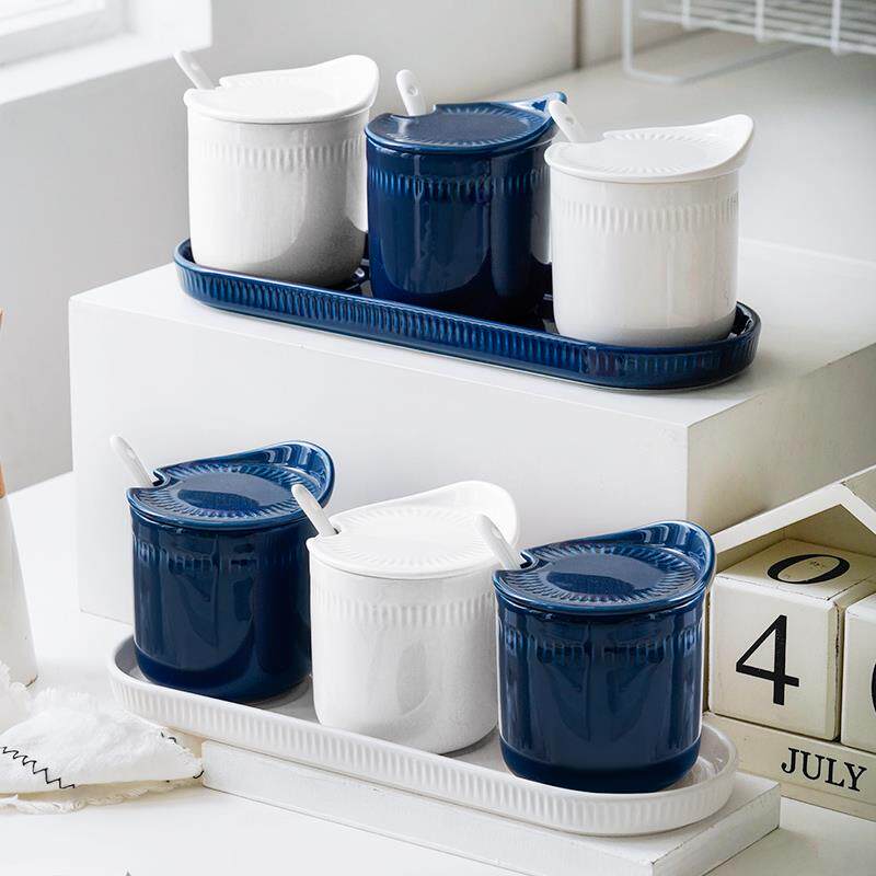 KROKORI 调味罐陶瓷调料瓶家用厨房调味品瓶罐组合套装调料盒盐罐