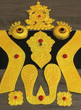 藏饰金色牛头铜片真牛羊头骨工艺品装饰镶嵌手工包铜动物标本铜皮