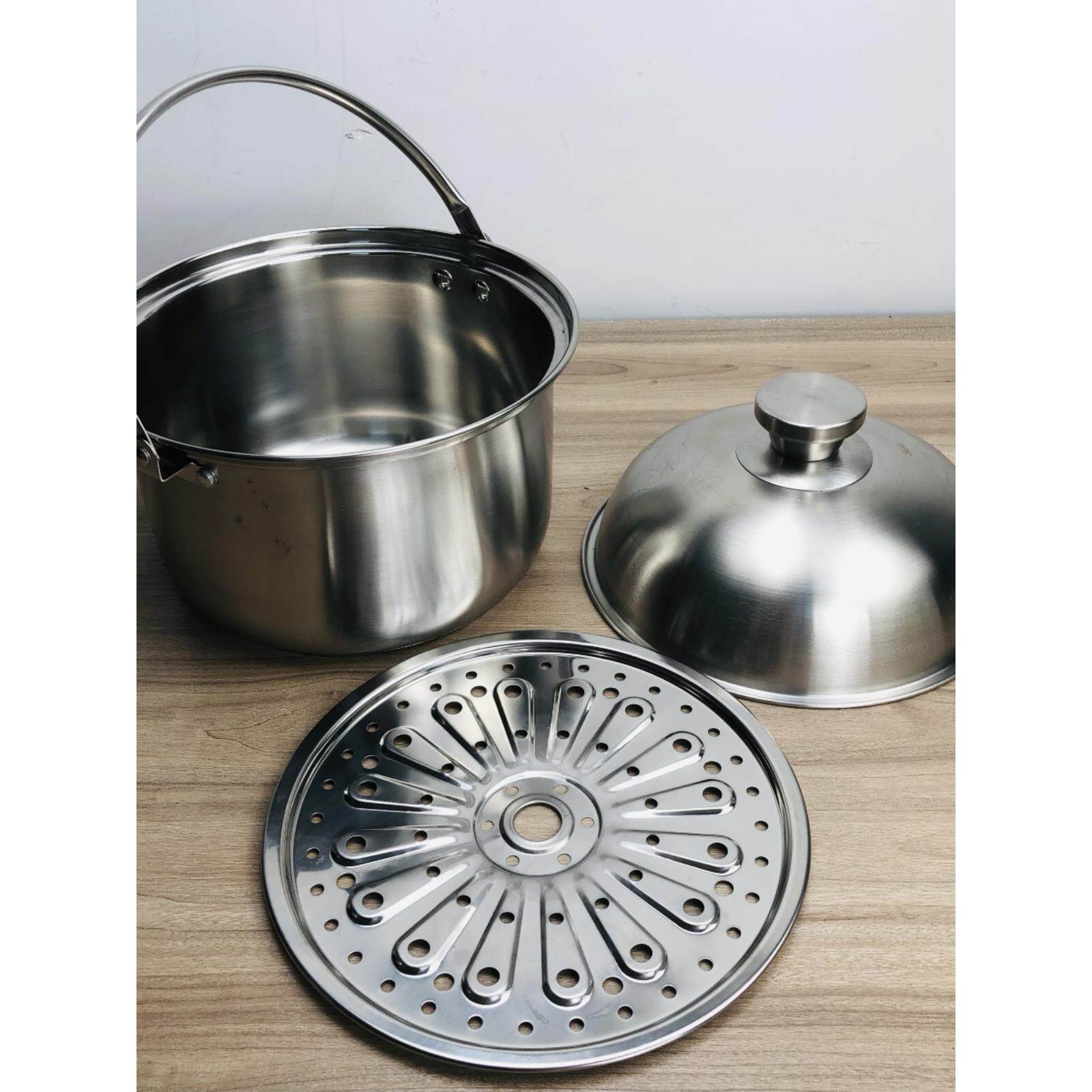 工厂缺陷野营风格小锅201不锈钢挂锅野餐蒸和烹饪背包不锈钢汤锅2