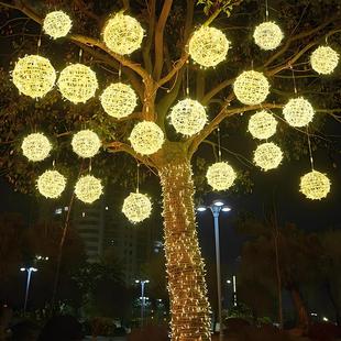 大树装饰户外树灯太阳能挂树上的彩灯氛围球灯挂饰灯带景观藤球灯