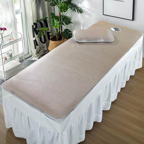 美容床凉席夏季美容院专用冰丝藤席透气按摩推拿床垫可水洗带洞