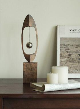 栗子创意挥杆球装饰工艺品家具Wabi-Sabi风格样板房酒店书房书柜