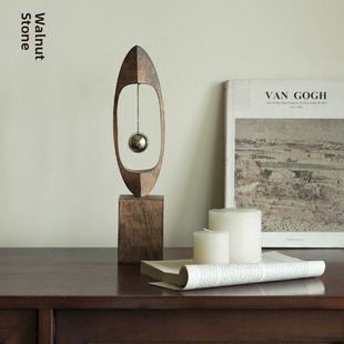 栗子创意挥杆球装饰工艺品家具Wabi-Sabi风格样板房酒店书房书柜