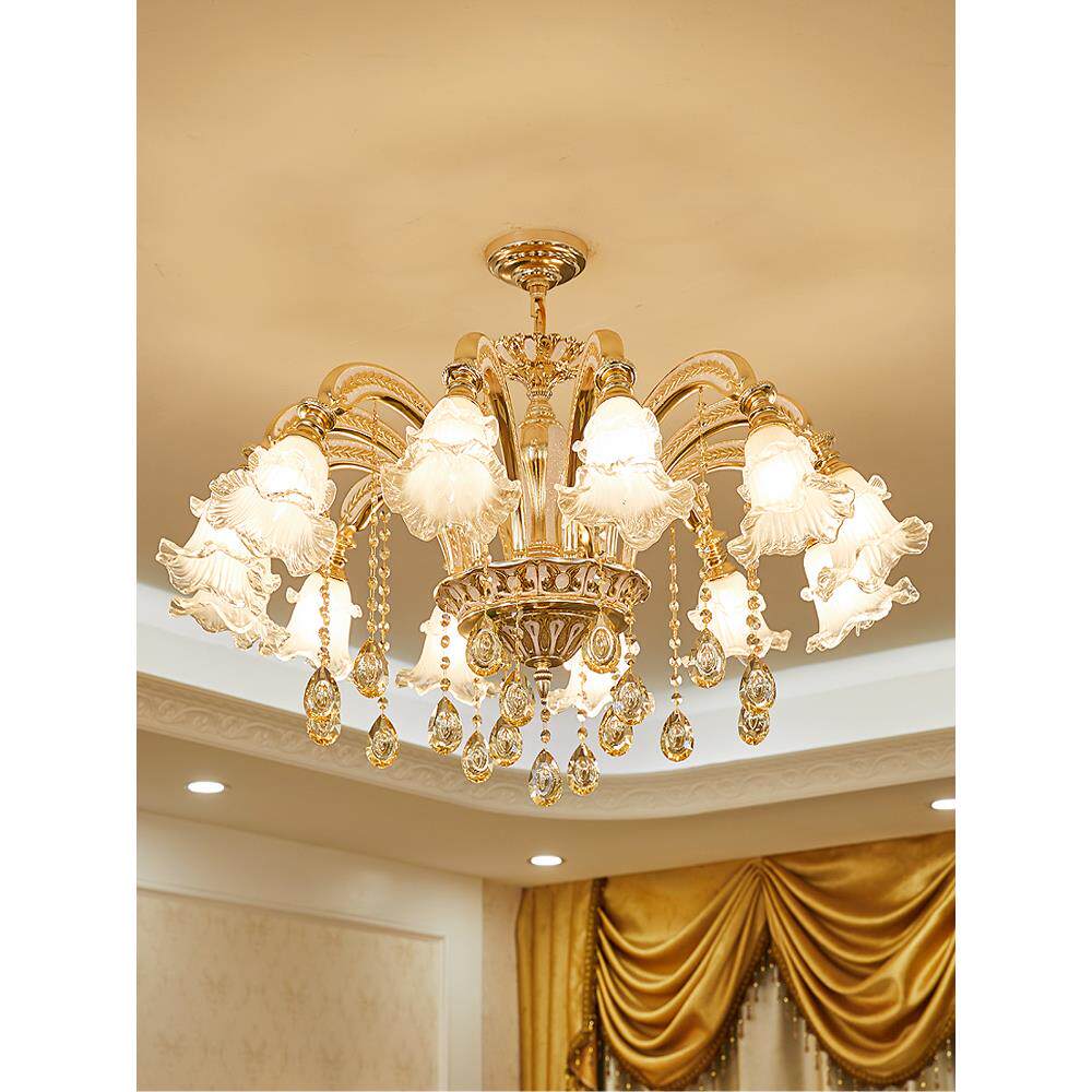 欧式客厅吊灯现代简约轻奢饭厅卧室主灯朝下简欧大厅新款水晶灯具