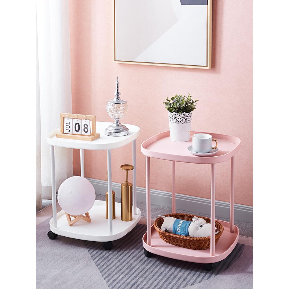 北欧沙发边几家用客厅小户型移动茶几床头置物架简约创意铁艺圆几