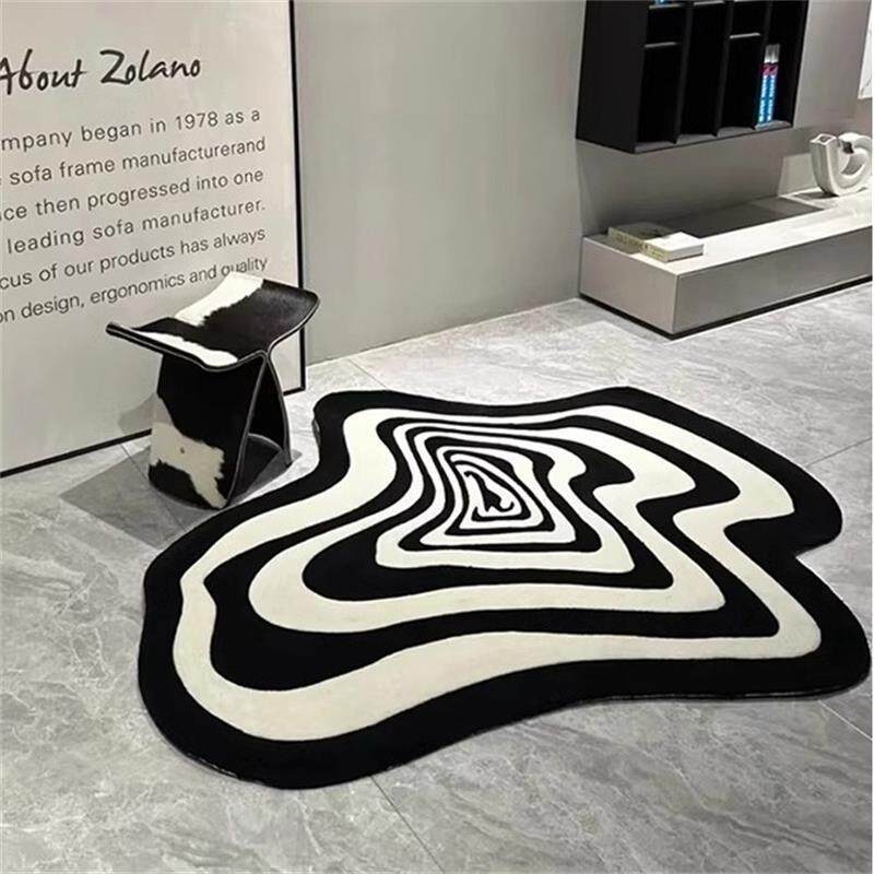 地毯客厅轻奢高级沙发茶几毯黑白创意卧室床边毯书房主卧免洗地垫
