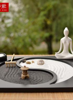 新中式禅意摆件 桌面摆设 现代简约风格 陶瓷材质 礼盒装 适合书