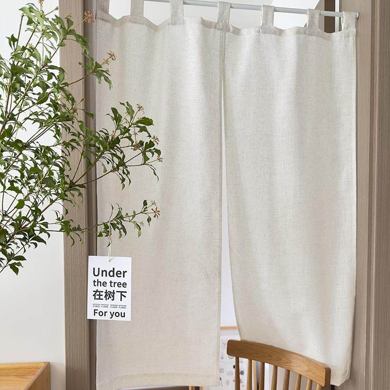 分片门帘日式亚麻半帘家用夏天素色店铺隔断帘装饰布餐客厅出租屋