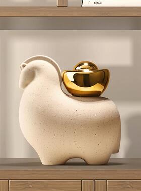 马上有钱摆件新中式客厅电视柜酒柜办公室桌面装饰品开业乔迁礼物