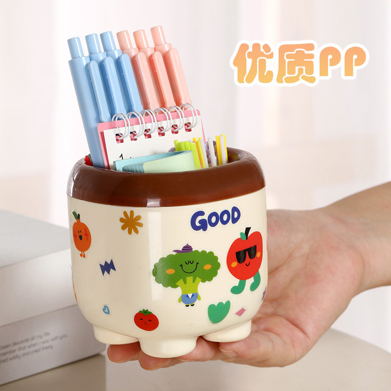 可爱笔筒大容量学生桌面高颜值创意摆件办公室多功能文具收纳盒
