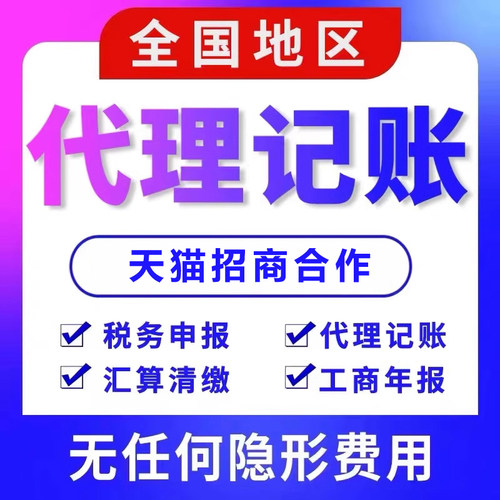 企业网上报税报税务代理记账 会计代账服务 本地化天猫招商合作