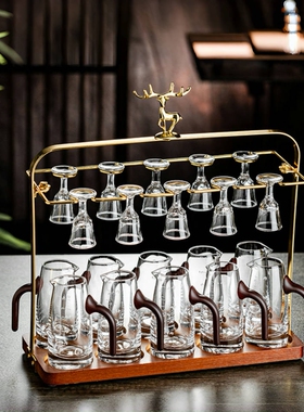 新款家用高档带把二两分酒器白酒杯套装轻奢水晶玻璃烈酒杯子弹杯