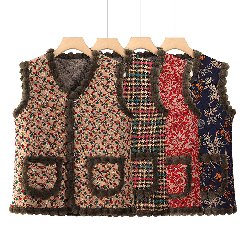 妈妈冬装加绒马甲加厚中老年款坎肩外套中老年奶奶装碎花保暖马夹,女装/女士精品,中老年女装,淘宝优惠券,粉丝福利购,淘宝优惠卷