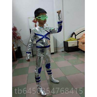 高档风六一小节荷采童演出服小勇儿士表演服装机器人太空服环保舞