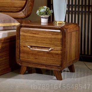 正品简约现柜非小洲乌金木床代头柜实木柜子卧室储物柜床边收纳实